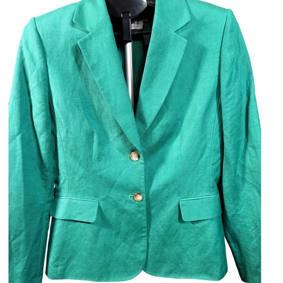 Tahari Jackets & Blazers - Tahari Linen Blend Blazer Kelly Green Tailored Career Jacket Women 10